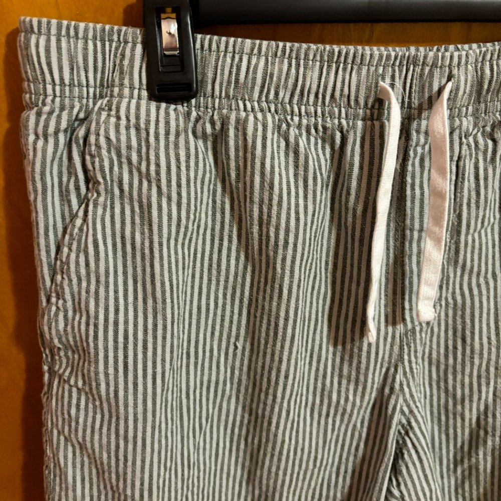 Old Navy Linen Shorts Jogger Medium Stripe Pockets 7" Inseam Draw‎ String Waist - Picture 3 of 12